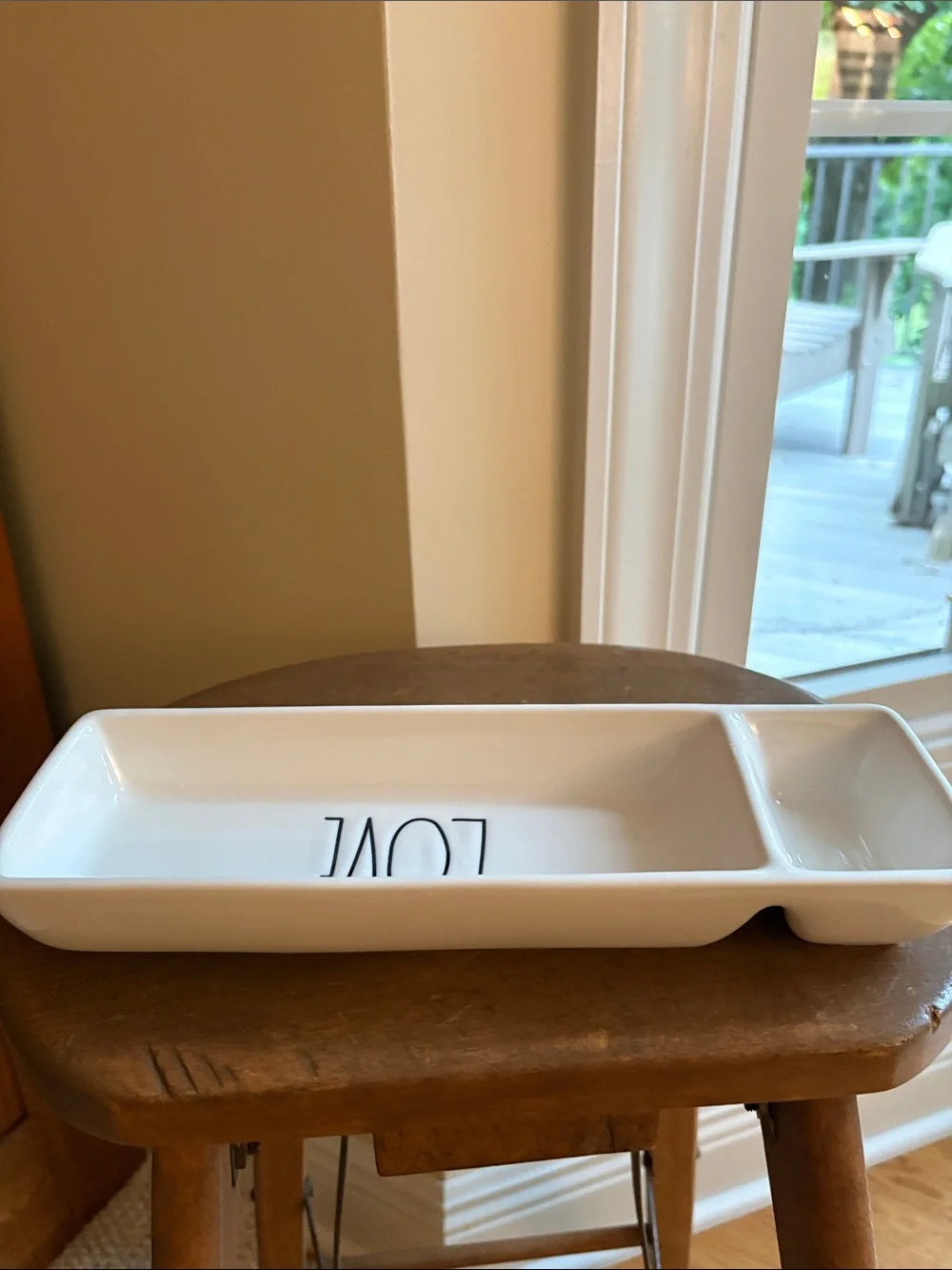 Rae Dunn White Ceramic Divided Tray with LOVE Lettering